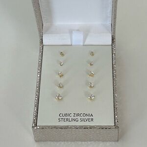 Nanette Lepore Sterling Silver Cubic Zirconia Boxed Earrings Set NIB